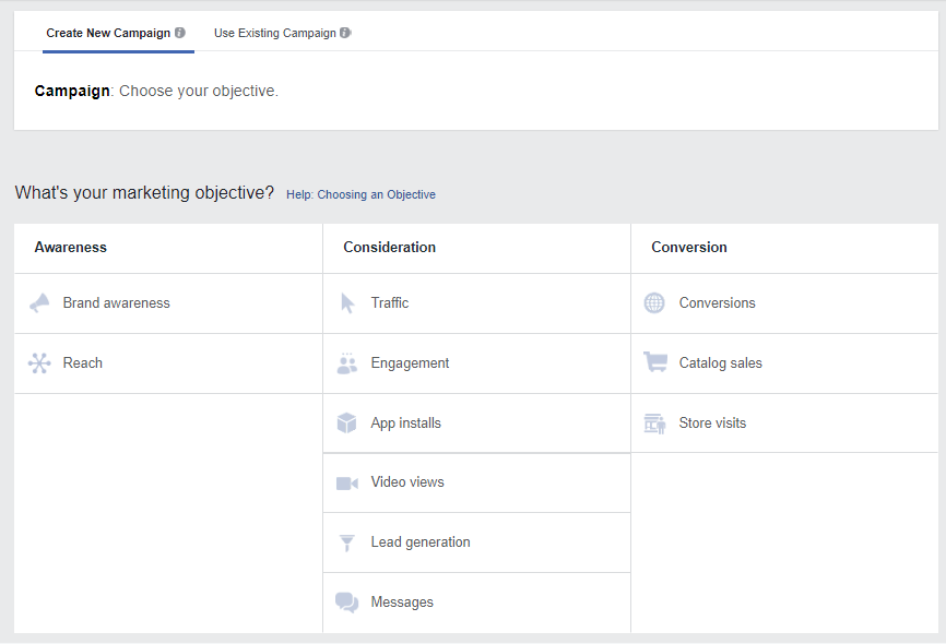 facebook ads campaign objective