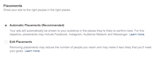 memilih placement yang optimal di facebook