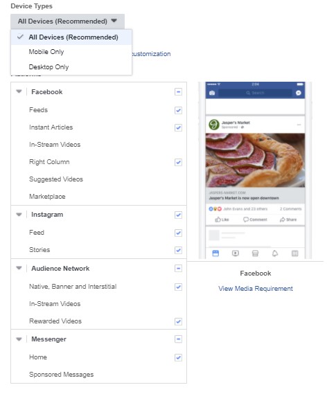 edit placement facebook