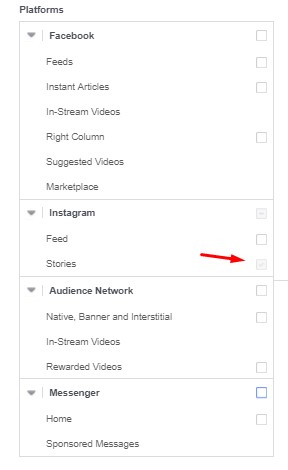 placement instagram stories