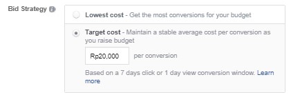 memilih tipe bid di Facebook