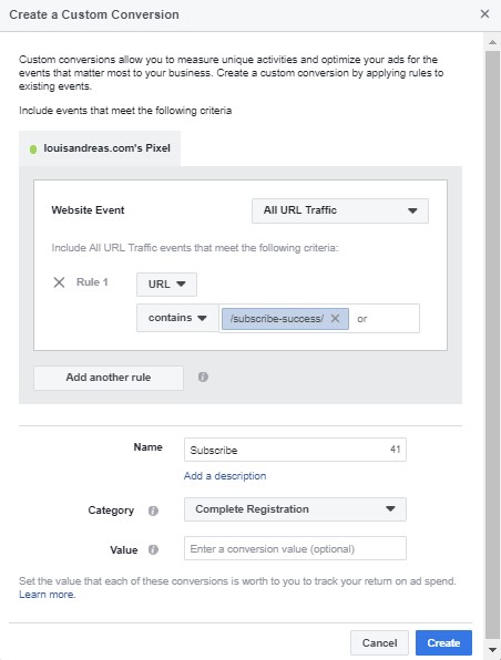 setup custom conversion