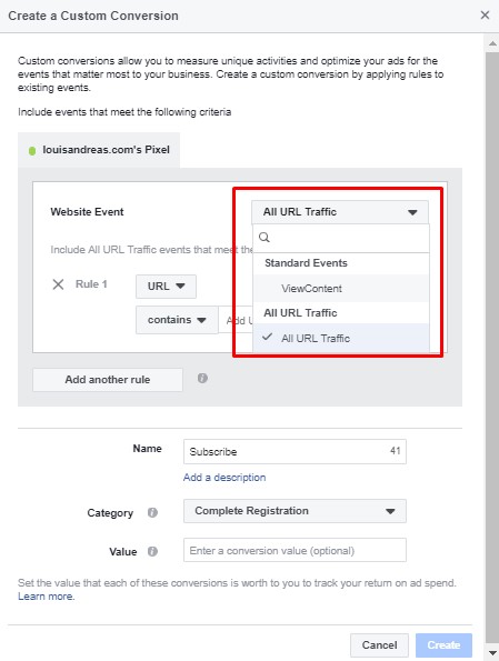 setup custom conversion