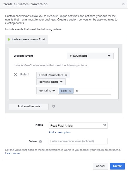 setup custom conversion