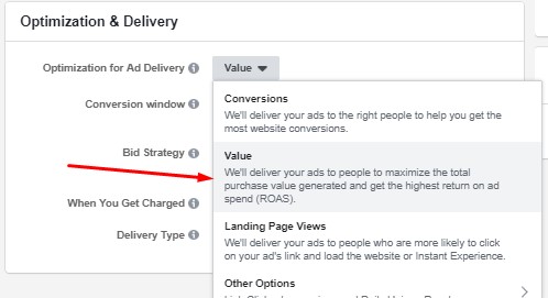 facebook value optimization