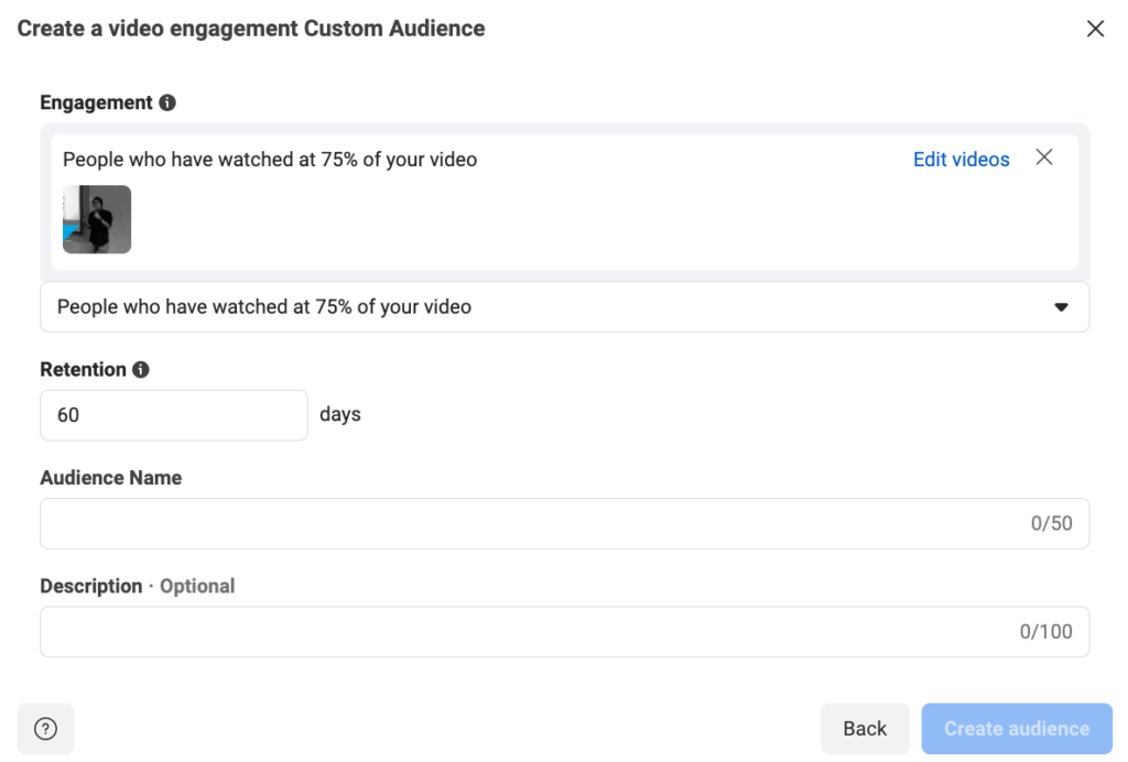 custom audience penonton video