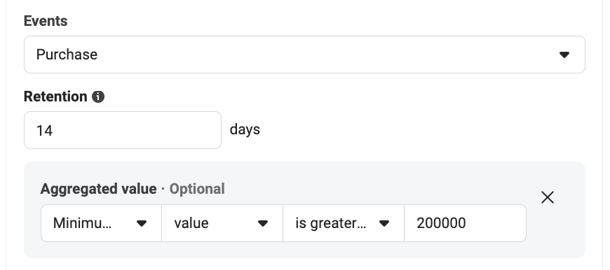 custom audience purchase value